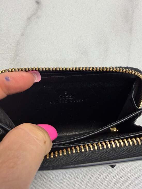 Gucci Logo Print Black Leather Zip-Around Coin Case Card Wallet 547597 - Picture 7 of 8